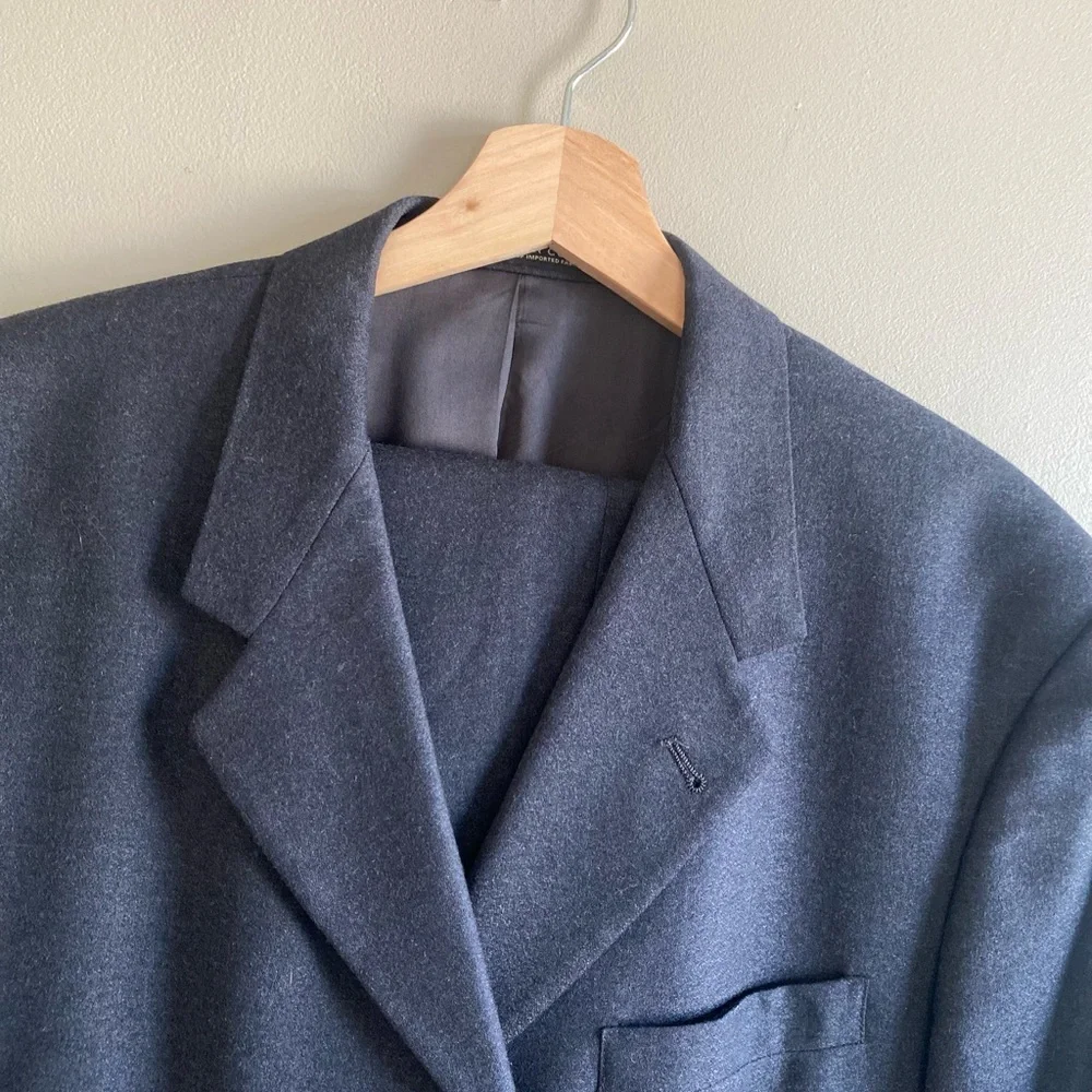 Keneth Cole‎ NY Men’s Suit 2 Piece Dark Gray Jacket 44L Pants 38X29 Flat Front